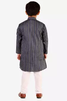Blue Stripes SIlk Jacquard Kurta Pajama Set // Traditional Wear