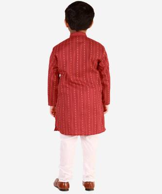 Red Stripes SIlk Jacquard Kurta Pajama Set // Traditional Wear 4