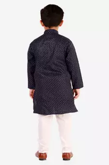 Blue Stripes SIlk Jacquard Kurta Pajama Set // Traditional Wear