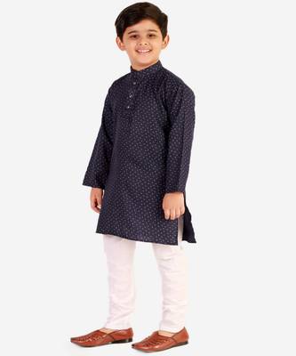 Blue Stripes SIlk Jacquard Kurta Pajama Set // Traditional Wear 1