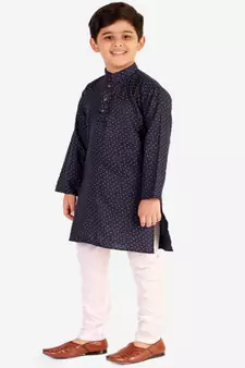 Blue Stripes SIlk Jacquard Kurta Pajama Set // Traditional Wear