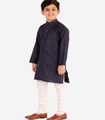 Blue Stripes SIlk Jacquard Kurta Pajama Set // Traditional Wear