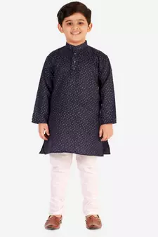 Blue Stripes SIlk Jacquard Kurta Pajama Set // Traditional Wear