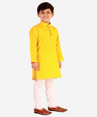Yellow Stripes SIlk Jacquard Kurta Pajama Set // Traditional Wear 1