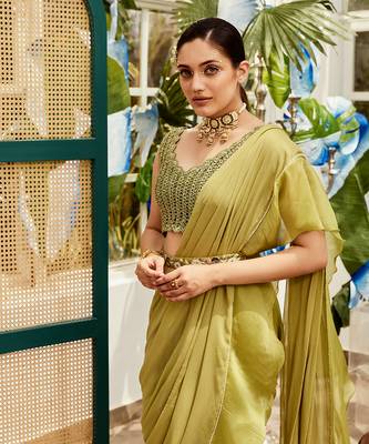 Green Georgette  Saree 2