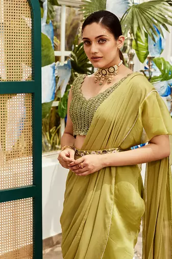 Green Georgette  Saree