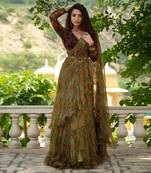 Bageecha Sage Green Ruffle Saree