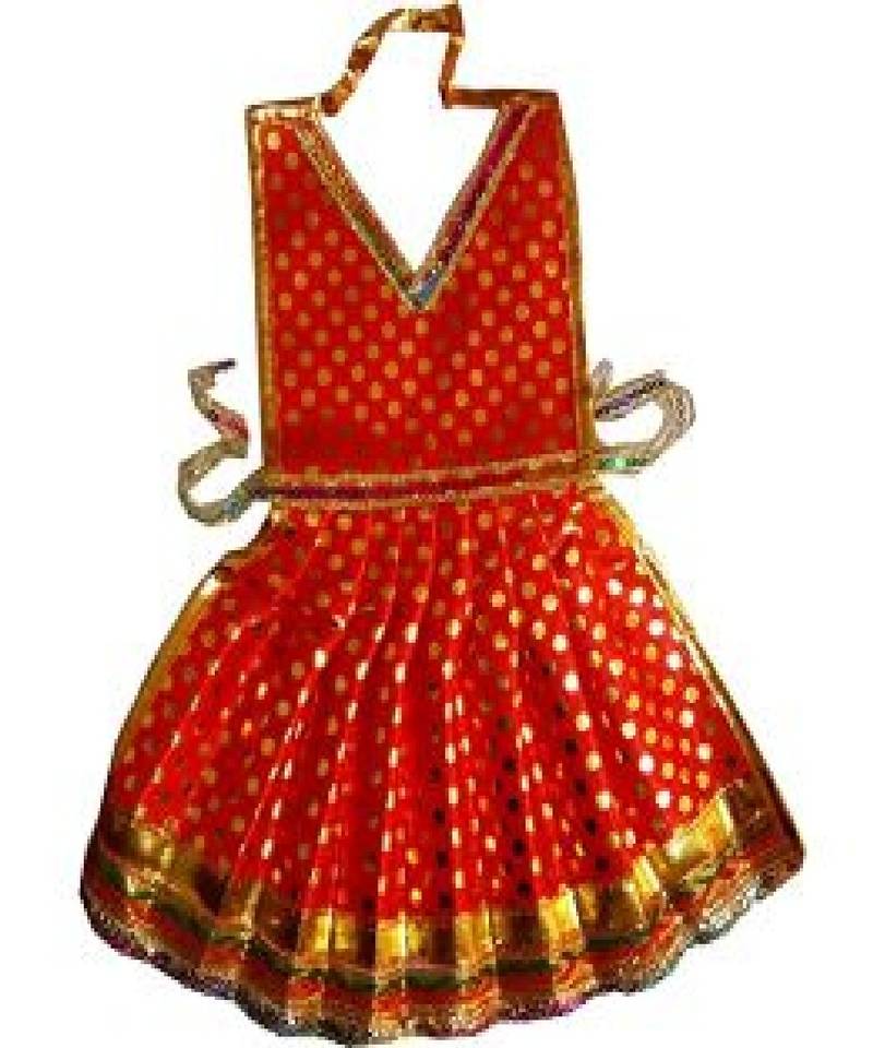 Salvus Beautifully Handmade Fabric Red Golden Dot Colour Dress/Vastra for  Devi MATA/Durga Maa (15 Inch) - Salvus App Solutions - 3988806