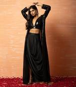 Black Sequins Jacket And Hoti Skirt Set