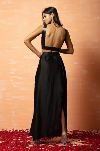 Black Sequins Jacket And Hoti Skirt Set