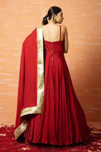 Deep Red Modal Gown Set