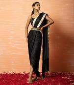 Black Dhoti Saree Set With Belt