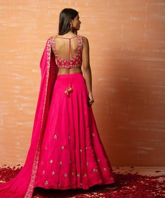 Pink Hand Embroidered Lehenga Set 2