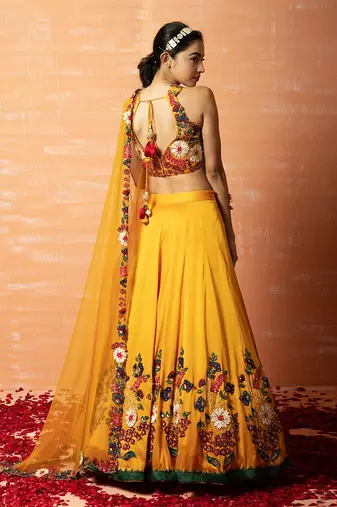 Yellow 3d Lehenga Set