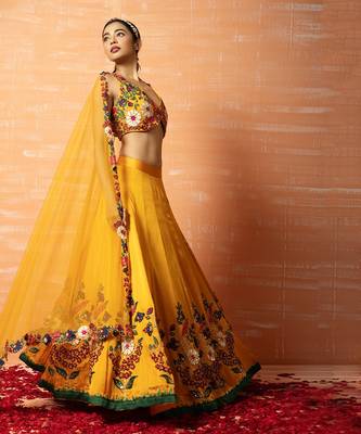Yellow 3d Lehenga Set 3