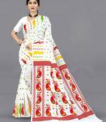 White Woven Cotton Silk Saree Without Blouse