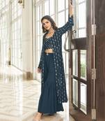 Koti Salwar Suit Georgette Teal Blue