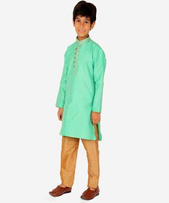 Boy's Kurta Pajama For Kids | Striped | Silk | Churindar Pyajama | Traditional Ethnic Wear (S-185) 2