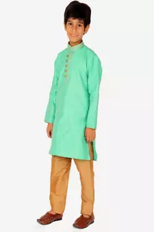 Boy's Kurta Pajama For Kids | Striped | Silk | Churindar Pyajama | Traditional Ethnic Wear (S-185)