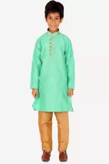Boy's Kurta Pajama For Kids | Striped | Silk | Churindar Pyajama | Traditional Ethnic Wear (S-185)