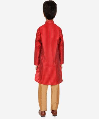Boy's Kurta Pajama For Kids | Striped | Silk | Churindar Pyajama | Traditional Ethnic Wear (S-185) 2