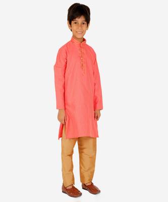 Boy's Kurta Pajama For Kids | Striped | Silk | Churindar Pyajama | Traditional Ethnic Wear (S-185) 1