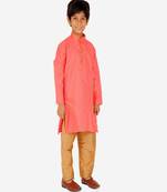 Boy's Kurta Pajama For Kids | Striped | Silk | Churindar Pyajama | Traditional Ethnic Wear (S-185)
