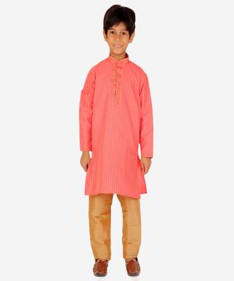Boy's Kurta Pajama For Kids | Striped | Silk | Churindar Pyajama | Traditional Ethnic Wear (S-185) 2