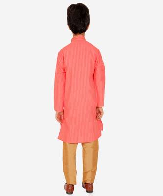 Boy's Kurta Pajama For Kids | Striped | Silk | Churindar Pyajama | Traditional Ethnic Wear (S-185) 4