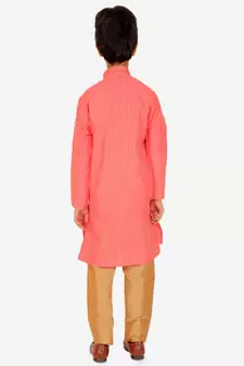 Boy's Kurta Pajama For Kids | Striped | Silk | Churindar Pyajama | Traditional Ethnic Wear (S-185)