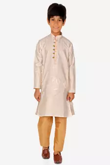 Boy's Kurta Pajama For Kids | Striped | Silk | Churindar Pyajama | Traditional Ethnic Wear (S-185)