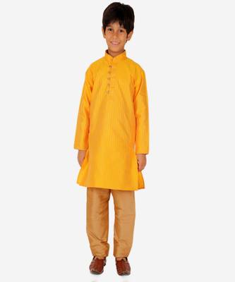 Boy's Kurta Pajama For Kids | Striped | Silk | Churindar Pyajama | Traditional Ethnic Wear (S-185) 1