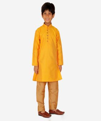 Boy's Kurta Pajama For Kids | Striped | Silk | Churindar Pyajama | Traditional Ethnic Wear (S-185) 2