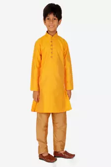 Boy's Kurta Pajama For Kids | Striped | Silk | Churindar Pyajama | Traditional Ethnic Wear (S-185)