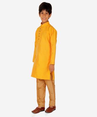 Boy's Kurta Pajama For Kids | Striped | Silk | Churindar Pyajama | Traditional Ethnic Wear (S-185) 3