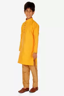 Boy's Kurta Pajama For Kids | Striped | Silk | Churindar Pyajama | Traditional Ethnic Wear (S-185)