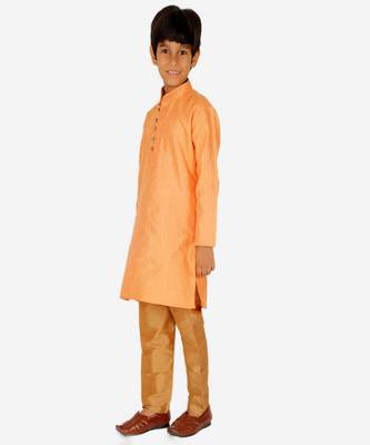 Boy's Kurta Pajama For Kids | Striped | Silk | Churindar Pyajama | Traditional Ethnic Wear (S-185) 2