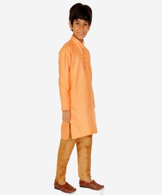 Boy's Kurta Pajama For Kids | Striped | Silk | Churindar Pyajama | Traditional Ethnic Wear (S-185) 3