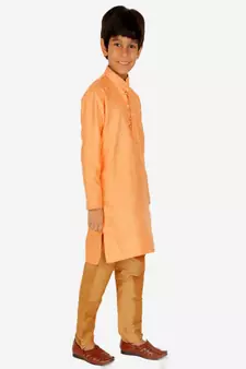 Boy's Kurta Pajama For Kids | Striped | Silk | Churindar Pyajama | Traditional Ethnic Wear (S-185)
