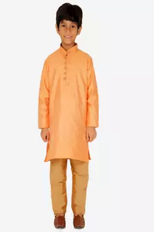 Boy's Kurta Pajama For Kids | Striped | Silk | Churindar Pyajama | Traditional Ethnic Wear (S-185)