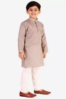 Brown Checks Cotton Kurta Pajama Set // Traditional Wear