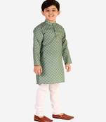 Green Checks Cotton Kurta Pajama Set // Traditional Wear