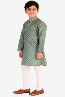 Green Checks Cotton Kurta Pajama Set // Traditional Wear