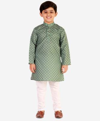 Green Checks Cotton Kurta Pajama Set // Traditional Wear 3