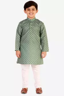Green Checks Cotton Kurta Pajama Set // Traditional Wear
