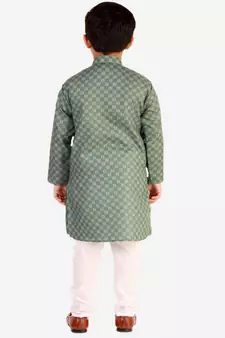 Green Checks Cotton Kurta Pajama Set // Traditional Wear