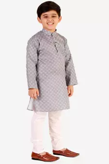 Dark Blue Checks Cotton Kurta Pajama Set // Traditional Wear