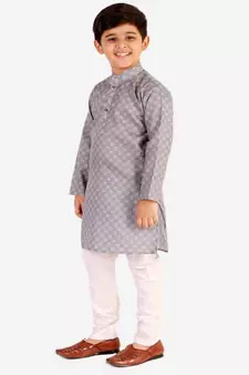 Dark Blue Checks Cotton Kurta Pajama Set // Traditional Wear