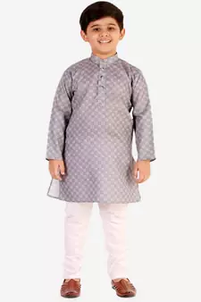 Dark Blue Checks Cotton Kurta Pajama Set // Traditional Wear