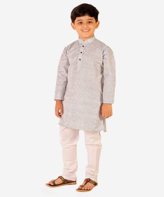 Boy's Cotton Self Design Kurta Pyjama For Kids Ethnic Wear For Wedding & Function (S-186) 1
